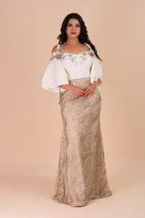 Off-white And Gold Metallic Embroidery Gown3782 video